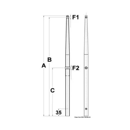 Stanchion for female base AISI316 710 mm دعامة
