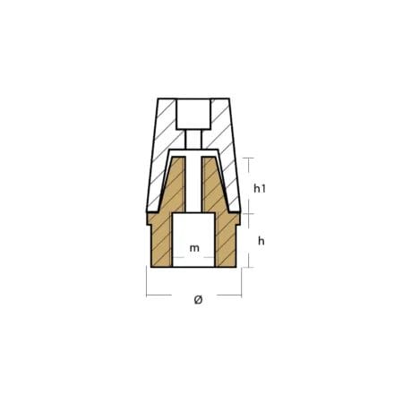 Radice conical prop nut (complete with Brass plug) shaft Ø 60mm / زنك انود
