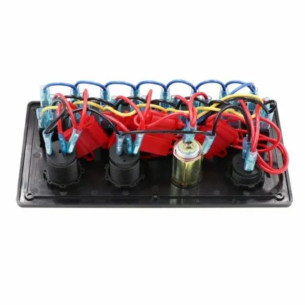 8 Gang Switches Panel, USB 5V 3.1A,Voltmeter, 2 Cigar Lighter لوحة مفاتيح