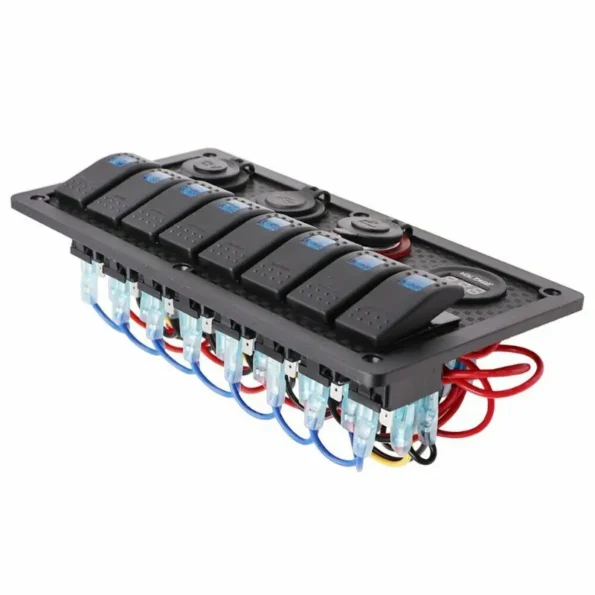 8 Gang Switches Panel, USB 5V 3.1A,Voltmeter, 2 Cigar Lighter لوحة مفاتيح