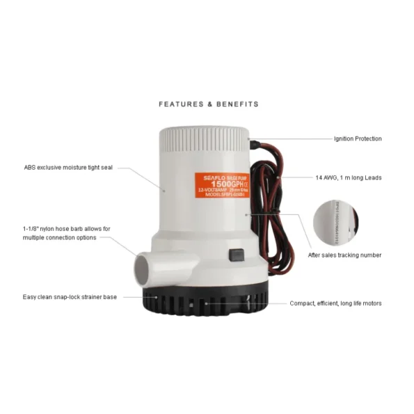 Non-Automatic Bilge Pumps 01 Series 24v, 1500gph مضخة