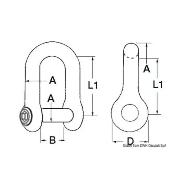 Anchor shackle AISI 316 14 mm شكل