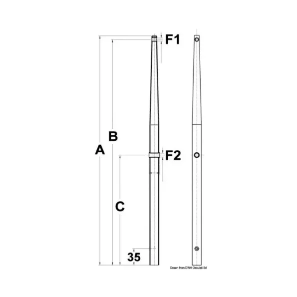 Stanchion for female base AISI316 710 mm دعامة
