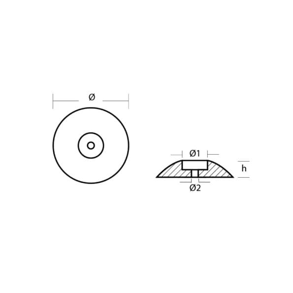 زنك انود دائري DISC ANODE SINGLE 70MM