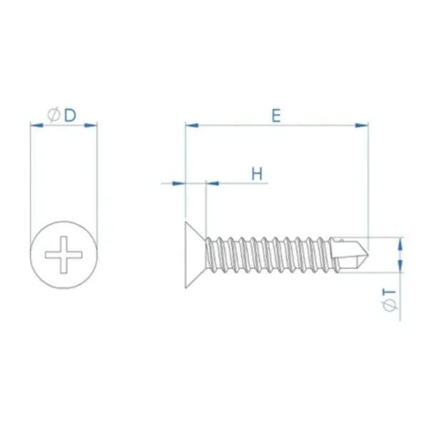 SS 316 CSK PHLPS SELF T APPING SCREW 3.5*13MM / مسمار